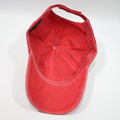Plain Washed Cotton Adjustable 6 Panel Dad Hat Baseball Cap - color: Red