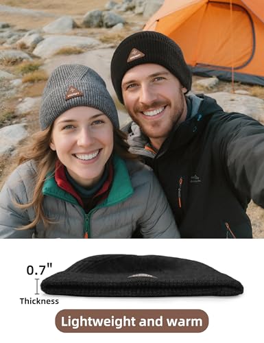 Wool Beanie Hat for Mens Unisex Winter Hats Womens Adults Cuffed Beanies Hiking Knit Skull Cap Warm Fisherman Beanie - color: Black