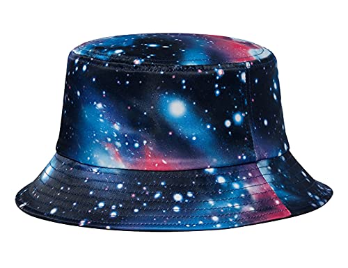 Quanhaigou Unisex Sun Hats, Fashion Beach Bucket Hat for Men Women,Summer Outdoor Boonie Cap Breathable Packable - color: Galaxy