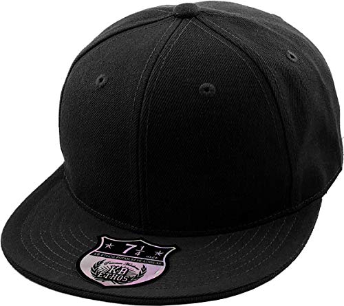KBETHOS® Original 6 Panel Flat Brim True-Fit Fitted Cap - color: Black, size: 8