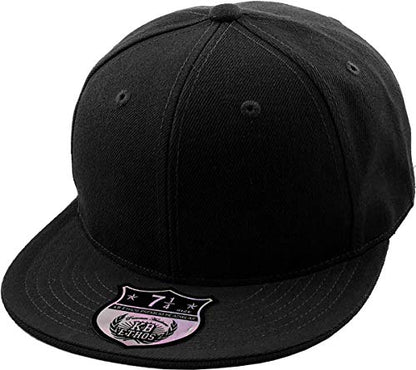 KBETHOS® Original 6 Panel Flat Brim True-Fit Fitted Cap - color: Black, size: 8