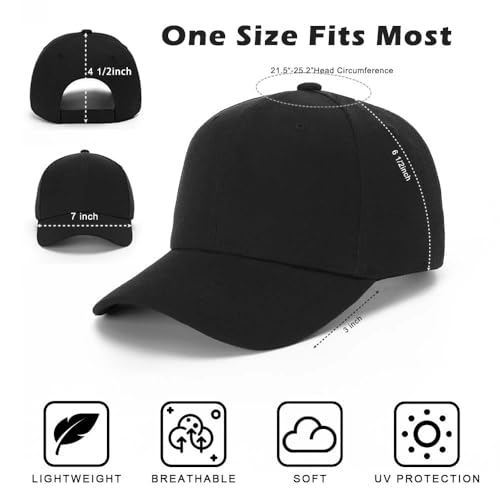 ZH Plain Adjustable Baseball Cap - Lot of 12 Unisex Blank Design Caps - color: Black