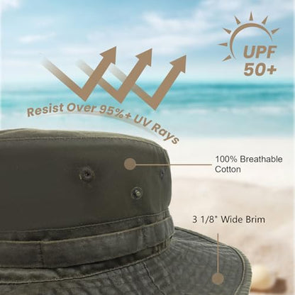 Bucket Hat UV Protection Sun Hat, Boonie Fishing Safari Hats for Outdoors - color: Camel