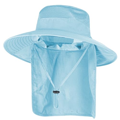 ZOORON Sun Hats for Men Women with Neck Flap Fishing UPF 50+ UV Protection - color: Blue
