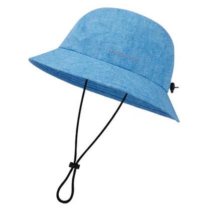 BASSDASH UPF50+ Fishing Bucket Hat for Men Women Lightweight Water Resistant Packable Outdoor Summer Sun Hats FH13 - color: Light Blue Denim Print