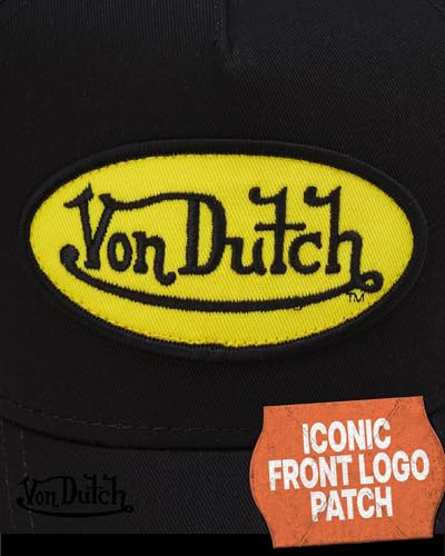 Von Dutch Unisex Trucker Hat - Retro Classic Solid Color Mesh Back Snapback Baseball Cap for Men & Women. - color: Black