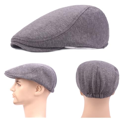 PHEZEN Men Cotton Flat Cap Ivy Gatsby Newsboy Hat Summer Driving Scally Cap Beret - color: Light Grey