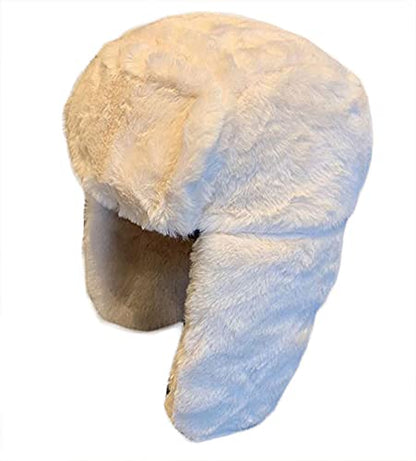 Women's Trapper Hat Faux Fur Winter Hats Fuzzy Russian Hat with Buckle Trooper Warm Ski Cycling Ear Flap Hat 2025 - color: A White