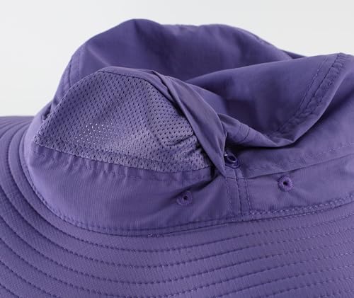 Connectyle Sun Hat for Men Women Outdoor UV Protection Safari Hat for Fishing Hiking Gardening Breathable Cowboy Hat UPF50 - color: Purple