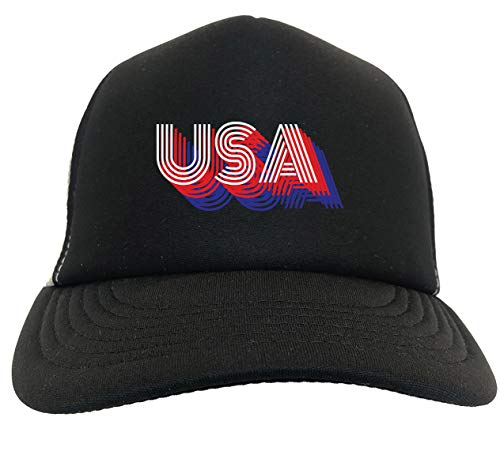 USA Retro - United States of America Two Tone Trucker Hat - color: Neon Pink