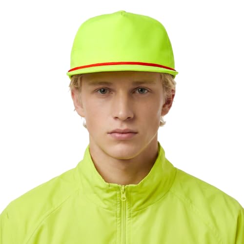 TOPTIE 5-Panel Rope Snapback Baseball Cap, Adjustable Flat Brim Hat, Quick Dry Soft Top Cap for Men Women Outdoor - color: Yellow/Red