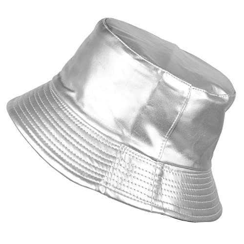 Sportmusies Bucket Hats for Women Men, Leather/Cotton Double-Side-Wear Sun Fishing Cap Packable Trendy Casual Bucket Caps