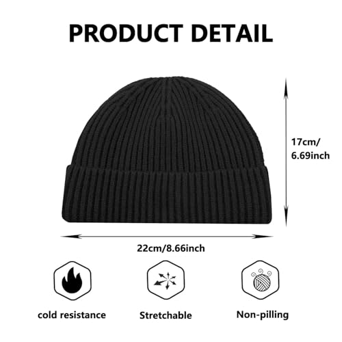 Fisherman Beanie for Men Knit Trawler Beanie Short Cuffed Watch Cap for Men Women - color: Yellow