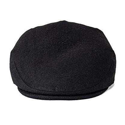 FEINION Men's Wool Tweed Newsboy Ivy Cap Gatsby Golf Flat Hat - color: Black, size: 7 3/4