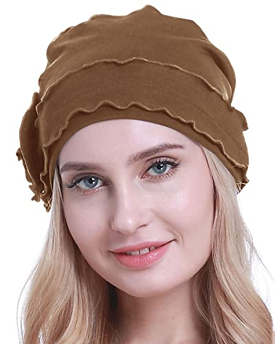 osvyo Chemo Headwear Turban Cap for Women - Cancer Beanie Hair Loss Sealed Packaging - color: Cotton Deep Apricot