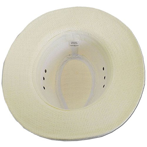 Panama Jack Woven Safari Hat - Matte Toyo Straw, 2 1/2" Brim, Tropical Print Hat Band - color: Brown, size: Medium