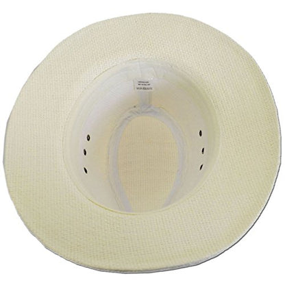 Panama Jack Woven Safari Hat - Matte Toyo Straw, 2 1/2" Brim, Tropical Print Hat Band - color: Brown, size: Medium