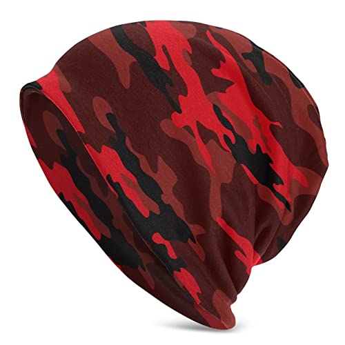 Gamepad Print Slouchy Beanie Skull Caps Chemo Hats Baggy Headwear for Men Women Jogging Cycling - color: Red Camouflage