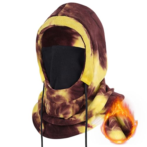 Achiou Ski Mask, Winter Balaclava Warm Windproof Face Cover Men Women - color: Yellow