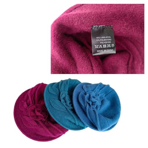Women Cloche Bucket Hat 1920s Vintage Dress Winter Hats - color: Flower Pink