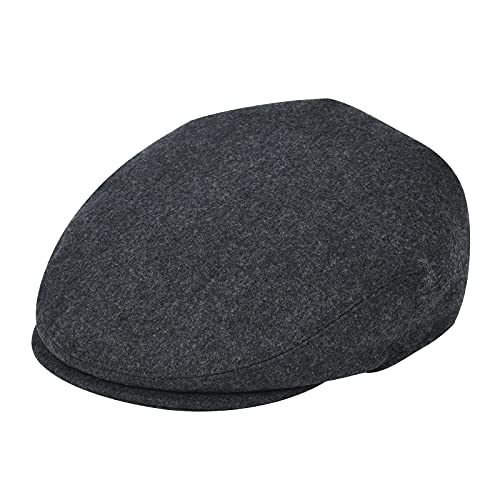 FEINION Men's Wool Tweed Newsboy Ivy Cap Gatsby Golf Flat Hat - color: Dark Grey, size: 7 1/2