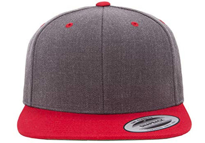 Flexfit Unisex Adult Yp Classics Premium Snapback Cap – 2-Tone - color: Dark Heather/Red
