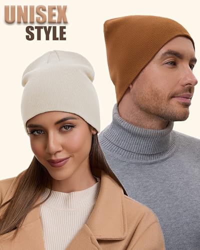 100% Cotton Beanie Hat for Men Women Cuffless Warm Winter Hats - color: 1pcs-coffee
