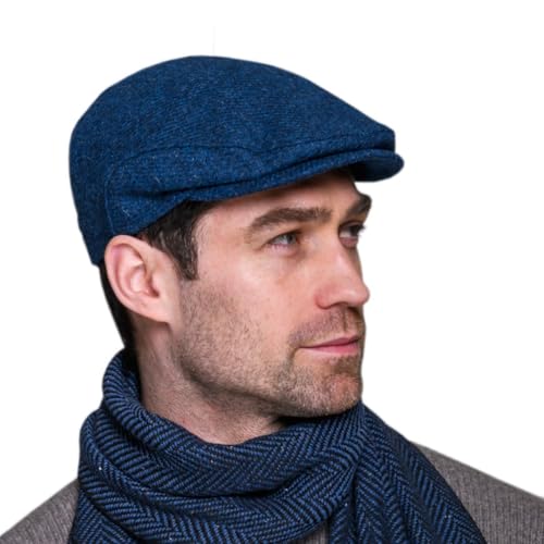 Irish Trinity Flat Cap, Green Tweed - color: 125 Blue, size: Large