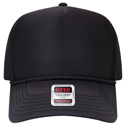 OTTO Cap 5 Panel High Crown Air Mesh Back Trucker Hat | Bulk Packs - color: 003 - Black