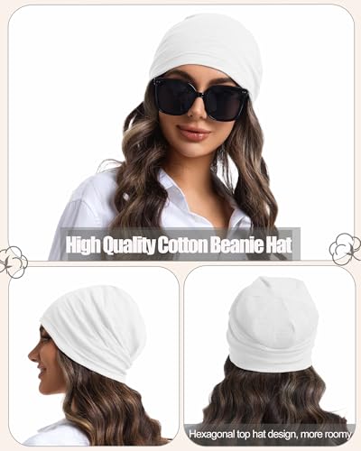 100% Cotton Summer Beanie for Men Women, Thin Soft Slouchy Beanies - color: 1pcs-white, size: Large