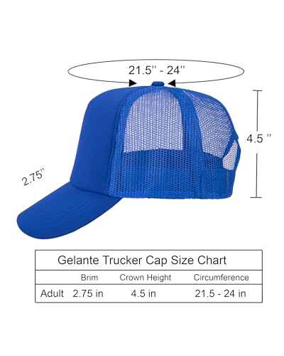 Gelante Polyester Foam Front, Mesh Back 5 Panel Sublimation Trucker Baseball Cap Snapback Hat - color: Royal