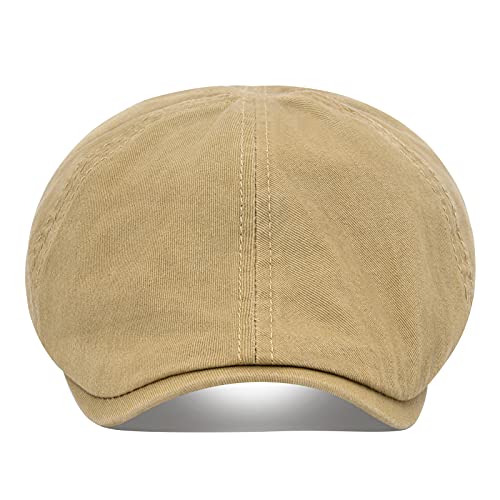 VOBOOM Cotton Flat Cabbie Hat Gatsby Ivy Irish Hunting Newsboy Cap - color: Khaki