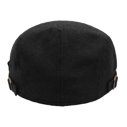 ZLYC 남성용 여름 플랫 캡 Scally Ivy Gatsby Newsboy Beret Driver Cabbie 사냥 모자 - color: 플레인 블랙