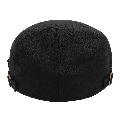 ZLYC Men Summer Flat Cap Scally Ivy Gatsby Newsboy Beret Driver Hat - color: Plain Black