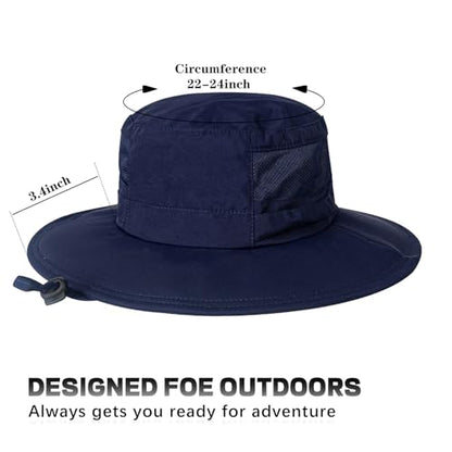 Sun Hat for Men/Women, UPF 50+ Fishing Hat,Waterproof Wide Brim Bucket Hat Foldable Boonie Hat for Hiking Garden Safari Beach - color: Navy