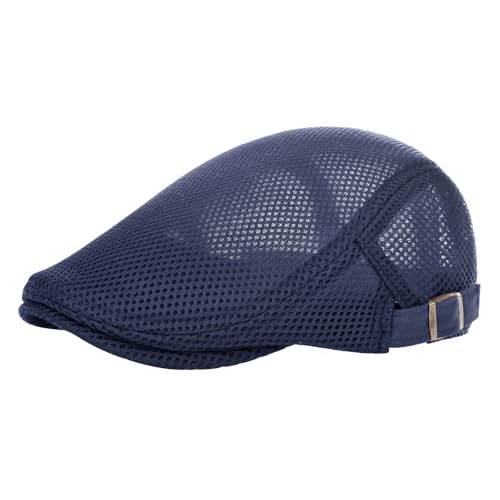 VOBOOM Men Mesh Newsboy Flat Cap Ivy Cabbie Newsboy Cap - color: Navy