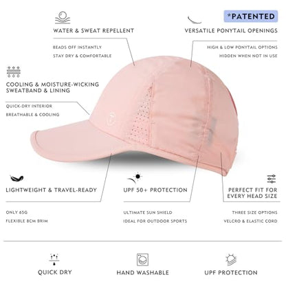 TOP-EX UPF 50+ Cooling Ponytail Baseball Cap for Women, Water-Resistant - color: Pink/3.0, size: X-Small