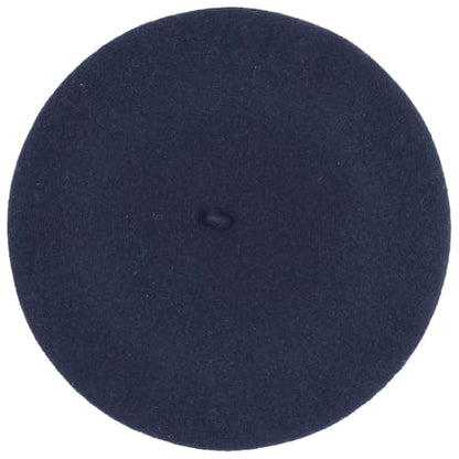 Women's Beret Cashmere Wool French Hat Made in EU Women Autumn Winter - color: Navy, size: 6 7/8