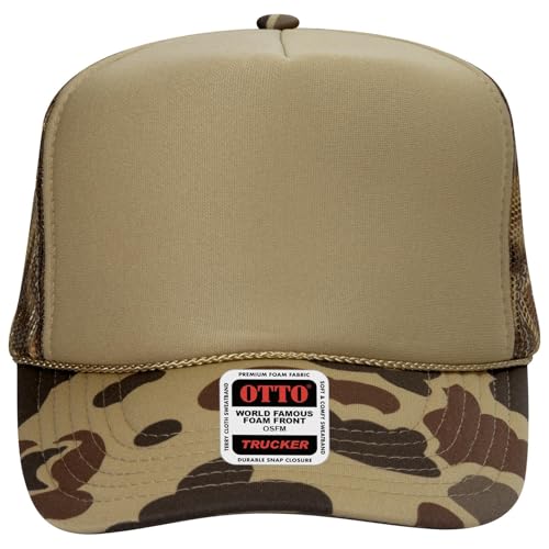 OTTO Cap 5 Panel High Crown Foam Front Mesh Back Trucker Hat, One Size - color: 018cpa