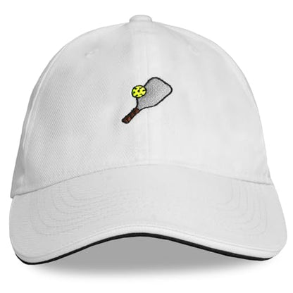 Headsweats Dad Hat – Men's Embroidered Twill Baseball Cap, Adjustable Strapback, Lightweight, Breathable - color: White/Pickleball