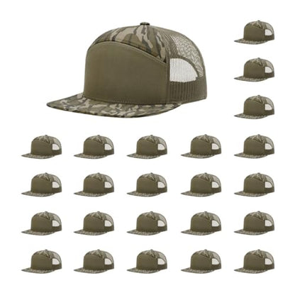Richardson 168 Hi-Pro 7 Panel Adjustable Snapback Trucker Mesh Back Cap - color: Mo Bottomland/Loden