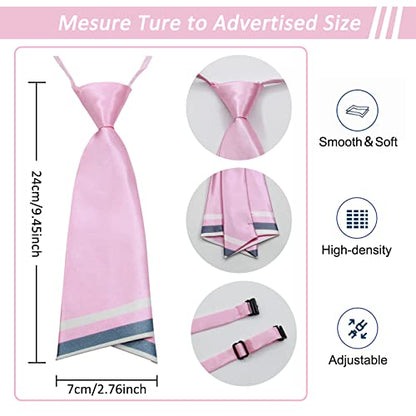 Mantieqingway Women Uniform Necktie Adjustable Strap Striped Pre-tie Ties - color: Pink