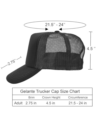 Gelante Polyester Foam Front, Mesh Back 5 Panel Sublimation Trucker Baseball Cap Snapback Hat - color: Black