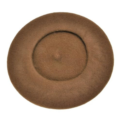 ZLYC Wool French Beret Hat Solid Color Classic Artist Cap for Women - color: Brown
