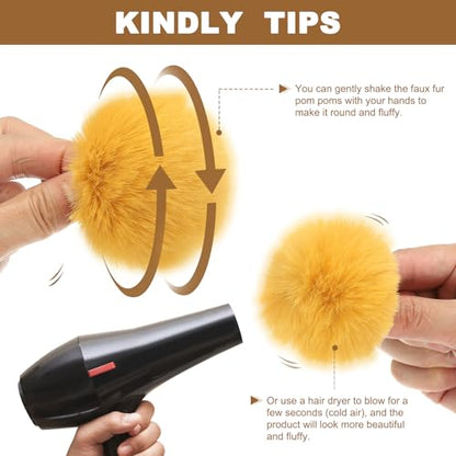 PATIKIL Faux Fur Pom Poms for Hats, 6 Pcs Fluffy Soft Fur Poms Balls with Elastic Loop for Keychain Knitting Hats DIY Scarves Gloves Bag Christmas, Dark Pink - color: Dark Pink
