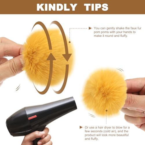 PATIKIL Faux Fur Pom Poms for Hats, 6 Pcs Fluffy Soft Fur Poms Balls with Elastic Loop for Keychain Knitting Hats DIY Scarves Gloves Bag Christmas, Blue - color: Blue
