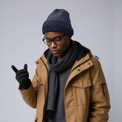 Winter Beanie Hats for Women Men Fleece Slouchy Knit Thick Beanies Warm Thermal Snow Ski Hat Gifts for Cold Weather - color: Navy