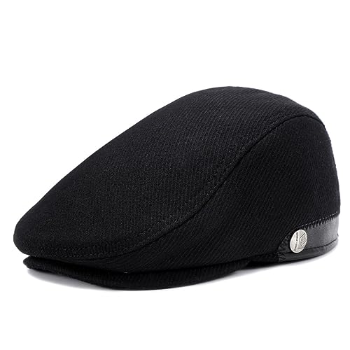 Sumolux Mens Newsboy Hat Flat Cap Gatsby Lvy Irish Hats Driving Cabbie - color: C Black
