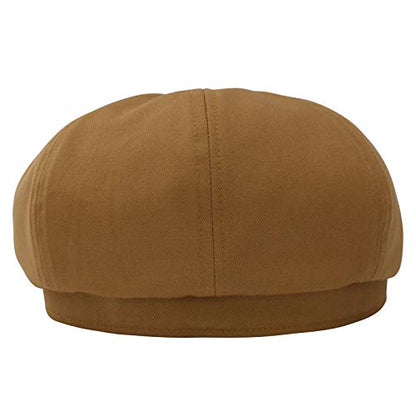 BOTVELA Men's Newsboy Flat Cap 100% Cotton Cabbie Hat - color: Brown, size: 7 5/8