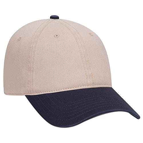 Ashen Fane 6 Panel Low Profile Garment Washed Superior Cotton Twill Dad Hat with Buckle - color: Nvy Kha
